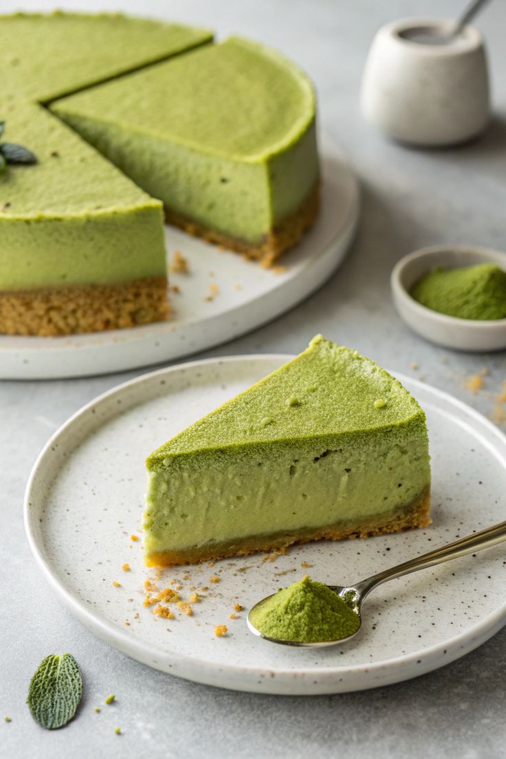 No‑Bake Matcha Cheesecake